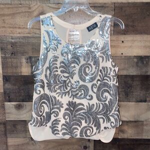 ASTR Peach & Silver Sequin Tank Top